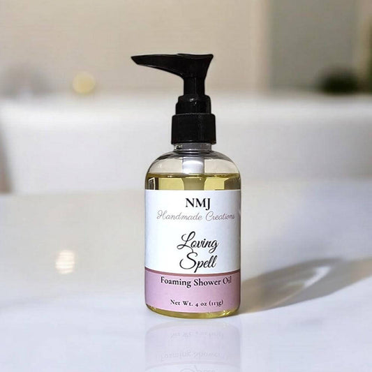 Foaming Shower & Bath Oil – Loving Spell Scent, 4 oz - NMJ Handmade Creations