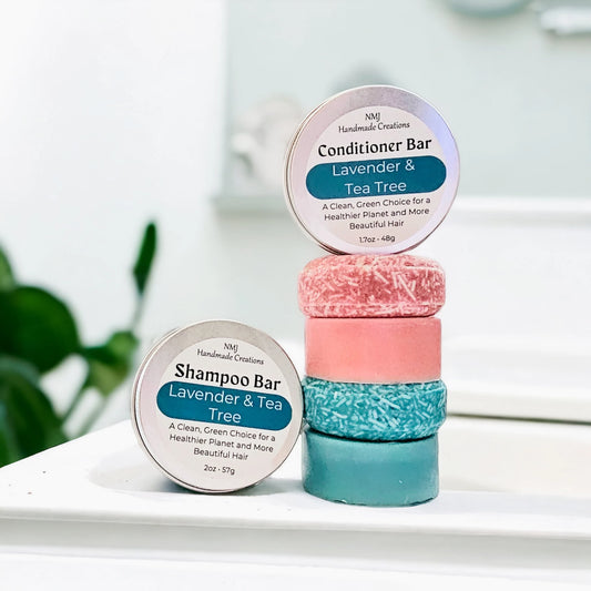 Shampoo And Conditioner Bar Set With Tins Included - Customizable Scent