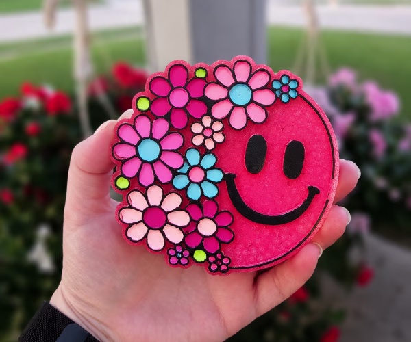 Floral Smiley Face Oopsie Freshie - Car Air Freshener