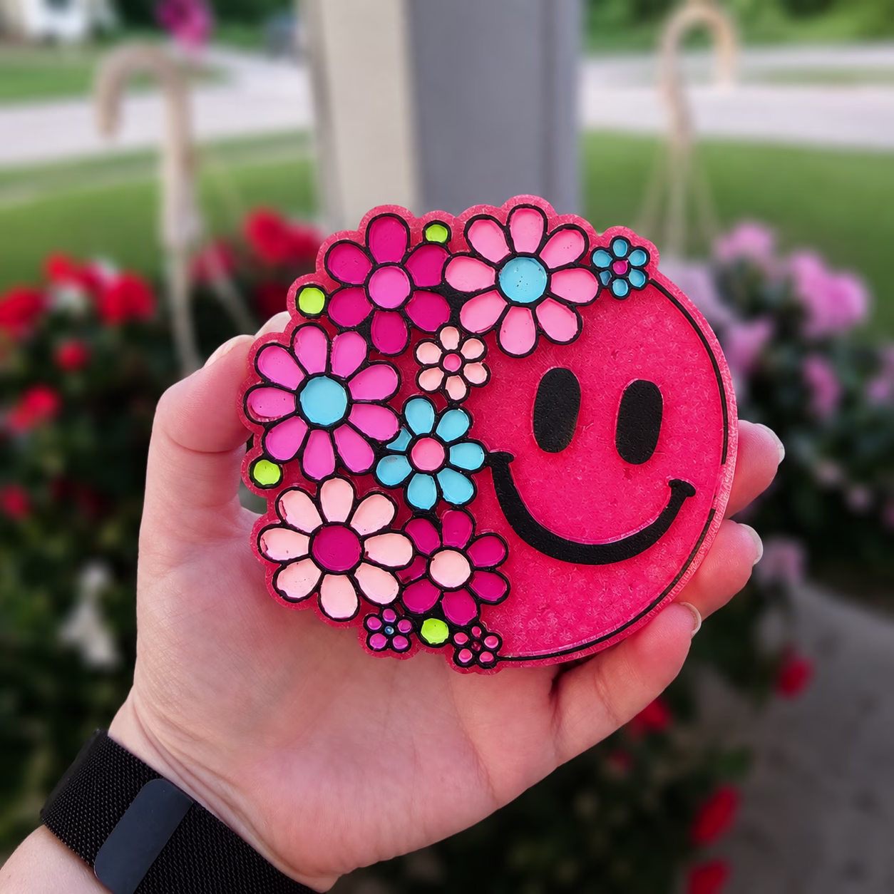 Floral Smiley Face Oopsie Freshie - Car Air Freshener